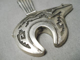 Quality Vintage Navajo Bear Sterling Silver Geo Native American Pendant-Nativo Arts