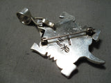 Extremely Detailed!! Vintage Native American Navajo Toad Sterling Silver Turquoise Pendant-Nativo Arts