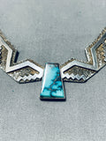 Native American Important Very Rare Mine Vintage Turquoise Sterling Silver Necklace-Nativo Arts