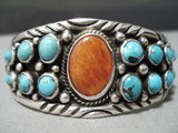 Amazing Vintage Native American Navajo Bisbee Turquoise Sterling Silver Bracelet Old-Nativo Arts
