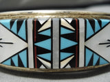 Important Vintage Native American Navajo Tommy Jackson Turquoise Inlay Sterling Silver Bracelet-Nativo Arts