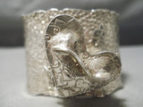 Native American Cathy Whitman Huge Vintage Sterling Silver Heart Pillbox Bracelet Cuff-Nativo Arts