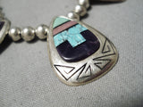 Intricate Vintage Native American Navajo Spider Turquoise Sterling Silver Sugulite Necklace Old-Nativo Arts