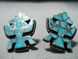 One Of The Best Ever Vintage Native American Zuni Turquoise Sterling Silver Earrings-Nativo Arts