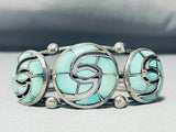 Important Vintage Native American Zuni Turquoise Swirl Sterling Silver Bracelet Cuff-Nativo Arts