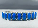 One Of The Finest Vintage Native American Navajo Domed Lapis Sterling Silver Bracelet-Nativo Arts