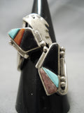 Important Inlay Master Vintage Native American Navajo Turquoise Sterling Silver Ring Old-Nativo Arts
