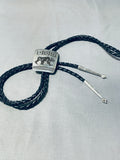 Tremendous Native American Navajo Sterling Silver Bear Bolo Signed-Nativo Arts