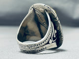 Native American The Most Intricate Hand Carved Jasper Sterling Silver Chief Head Ring-Nativo Arts