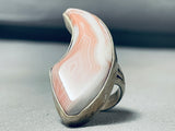 Unique Native American Navajo Signed Pink Shell Enormous Ring-Nativo Arts