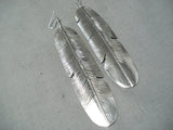 Astounding Navajo Sterling Silver Feather Earrings Native American-Nativo Arts