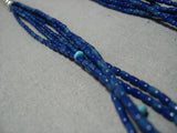Wow!! Vintage Navajo Lapis Sterling Silver Native American Necklace Old-Nativo Arts