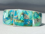 One Of The Most Unique Vintage Native American Navajo Turquoise Inlay Sterling Silver Bracelet-Nativo Arts