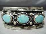 Heavy Vintage Navajo/ Mexican Turquoise Sterling Silver Bracelet Old-Nativo Arts