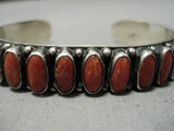 Native American Important Leo Feeney Coral Sterling Silver Bracelet Cuff Old-Nativo Arts
