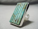 One Of The Best Native American Navajo Corn Row Royston Turquoise Sterling Silver Ring-Nativo Arts