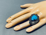 Edsitty Family Vintage Native American Navajo Turquoise Sterling Silver Ring Signed-Nativo Arts