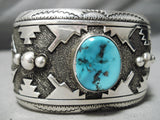 One Of Biggest Vintage Native American Navajo Thomas Singer Turquoise Sterling Silver Bracelet-Nativo Arts