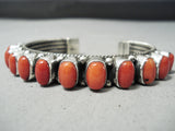 Incredible Native American Navajo Domed Coral Wrap Around Coil Sterling Silver Bracelet-Nativo Arts