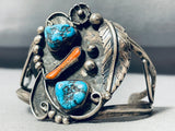 Signed Towerring Vintage Native American Navajo Turquoise Sterling Silver Cuff Bracelet-Nativo Arts