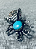 Marvelous Vintage Native American Navajo Turquoise Sterling Silver Beetle Pin-Nativo Arts