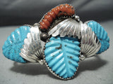 Leaves Of Turquoise Zuni Turquoise Sterling Silver Bracelet Native American-Nativo Arts