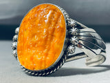Orange Peel Spiny Oyster Vintage Native American Navajo Sterling Silver Bracelet-Nativo Arts