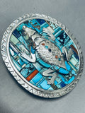 Best Important Native American Navajo Toad Turquoise Inlay Sterling Silver Buckle-Nativo Arts