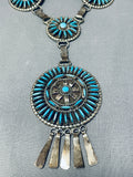 One Of The Most Intricate Ever Vintage Native American Zuni Turquoise Sterling Silver Necklace-Nativo Arts