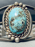 Rare Turquoise Mine Vintage Native American Navajo Sterling Silver Bracelet Cuff-Nativo Arts