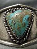 Rare Triangular Royson Turquoise Vintage Native American Navajo Sterling Silver Bracelet Old-Nativo Arts