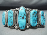 Tremendous Vintage Native American Navajo Sleeping Beauty Turquoise Sterling Silver Bracelet Old-Nativo Arts