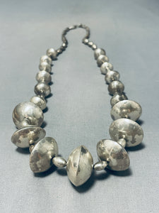 One Of The Most Unique Vintage Native American Navajo Bead Sterling Silver Necklace-Nativo Arts