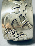 Double Dancing Kokopelli Vintage Native American Navajo Turquoise Sterling Silver Bracelet-Nativo Arts