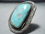 Wonderful Vintage Native American Navajo Blue Gem Turquoise Sterling Silver Ring Old-Nativo Arts