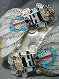 One Of The Most Detailed Native American Zuni Turquoise Sterling Silver Bracelet-Nativo Arts