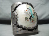 300 Gram Best Vintage Native American Zuni Bird Turquoise Inlay Sterling Silver Bracelet-Nativo Arts