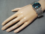 Rich Jim Native American Navajo Turquoise Mountain Turquoise Sterling Silver Bracelet-Nativo Arts