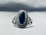 Important Native American Navajo Black Onyx Sterling Silver Ring-Nativo Arts