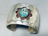 Flower Turquoise Vintage Native American Navajo Sterling Silver Bracelet Cuff Old-Nativo Arts