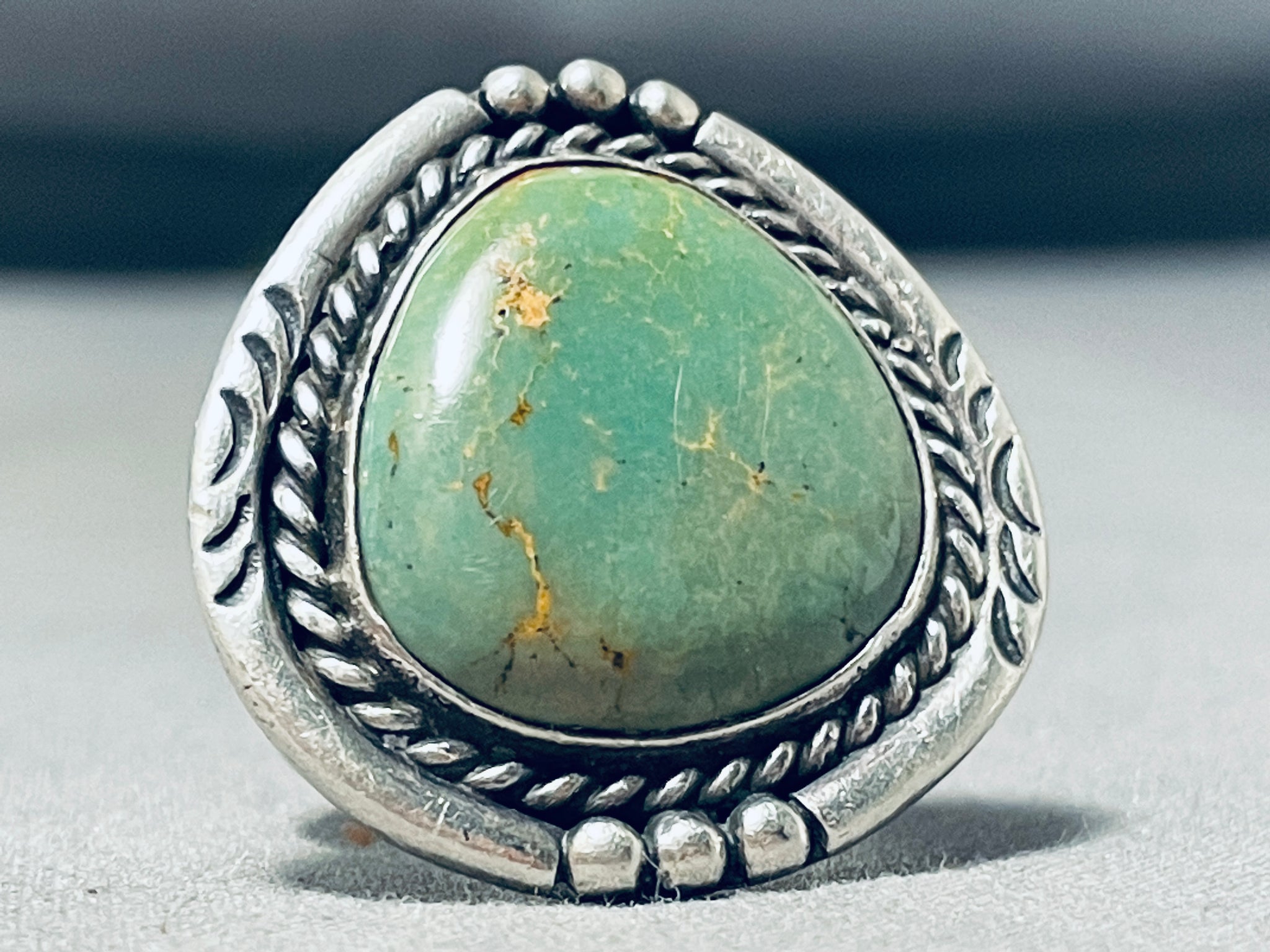 Native American Large Turquoise Ring Sterling Silver Size 12.75 Stewar –  Jewelryauthority