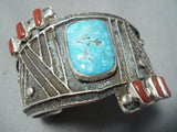 Dramatic Navajo Turquoise Sterling Silver Bracelet Native American-Nativo Arts