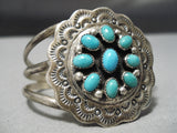 Stunning Vintage Native American Navajo Satellite Turquoise Sterling Silver Concho Bracelet-Nativo Arts