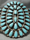 Huge Vintage Native American Navajo Tears Of Joy Turquoise Sterling Silver Bracelet Old-Nativo Arts