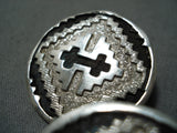 Important Vintage Navajo Sterling Silver Earrings Native American-Nativo Arts