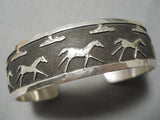 Picturesque Vintage Navajo Sterling Silver Bracelet Old Native American-Nativo Arts
