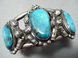 Heavy Vintage Native American Navajo Blue Diamond Turquoise Sterling Silver Bracelet-Nativo Arts