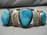 Incredible Vintage Native American Navajo Bisbee Turquoise Sterling Silver Bracelet Old-Nativo Arts