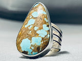 Rare Turquoise Native American #8 Sterling Silver Stamped Ring-Nativo Arts