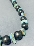 Native American Spectacular Vintage Santo Domingo Kingman Turquoise Sterling Silver Necklace-Nativo Arts